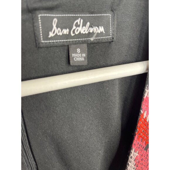 Sam Edelman Black Red Floral Embroidered Sheath Dress Women’s Size 8 - Picture 8 of 12